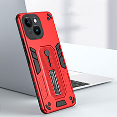 Coque Contour Silicone et Plastique Housse Etui Mat avec Support H02X pour Apple iPhone 13 Rouge