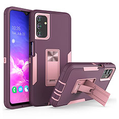 Coque Contour Silicone et Plastique Housse Etui Mat avec Support J01S pour Samsung Galaxy A04s Violet