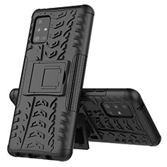 Coque Contour Silicone et Plastique Housse Etui Mat avec Support J01X pour Samsung Galaxy A51 5G Noir