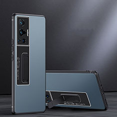 Coque Contour Silicone et Plastique Housse Etui Mat avec Support JB1 pour Vivo X70 Pro 5G Bleu