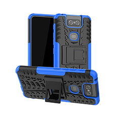 Coque Contour Silicone et Plastique Housse Etui Mat avec Support JX1 pour Asus Zenfone 6 ZS630KL Bleu