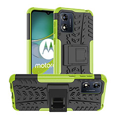 Coque Contour Silicone et Plastique Housse Etui Mat avec Support JX1 pour Motorola Moto E13 Vert