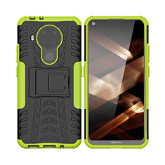 Coque Contour Silicone et Plastique Housse Etui Mat avec Support JX1 pour Nokia 5.4 Vert
