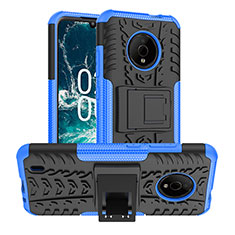 Coque Contour Silicone et Plastique Housse Etui Mat avec Support JX1 pour Nokia C200 Bleu