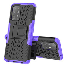Coque Contour Silicone et Plastique Housse Etui Mat avec Support JX1 pour Oppo F19 Pro+ Plus 5G Violet