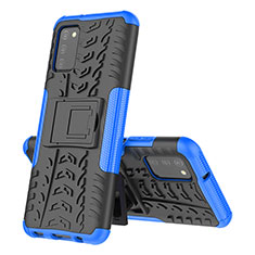 Coque Contour Silicone et Plastique Housse Etui Mat avec Support JX1 pour Samsung Galaxy A02s Bleu