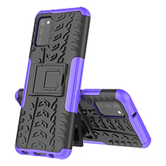 Coque Contour Silicone et Plastique Housse Etui Mat avec Support JX1 pour Samsung Galaxy A02s Violet