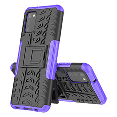 Coque Contour Silicone et Plastique Housse Etui Mat avec Support JX1 pour Samsung Galaxy A03s Violet