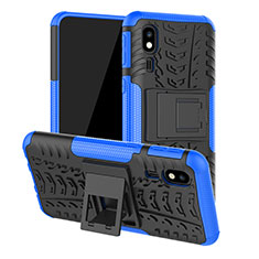 Coque Contour Silicone et Plastique Housse Etui Mat avec Support JX1 pour Samsung Galaxy A2 Core A260F A260G Bleu