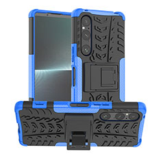 Coque Contour Silicone et Plastique Housse Etui Mat avec Support JX1 pour Sony Xperia 1 V Bleu