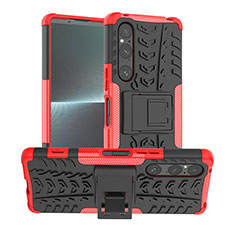 Coque Contour Silicone et Plastique Housse Etui Mat avec Support JX1 pour Sony Xperia 1 V Rouge