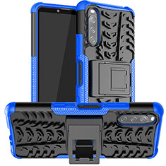 Coque Contour Silicone et Plastique Housse Etui Mat avec Support JX1 pour Sony Xperia 10 III Bleu