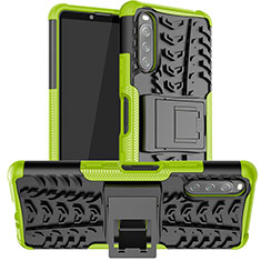 Coque Contour Silicone et Plastique Housse Etui Mat avec Support JX1 pour Sony Xperia 10 III Lite Vert
