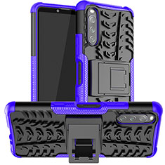 Coque Contour Silicone et Plastique Housse Etui Mat avec Support JX1 pour Sony Xperia 10 III Violet