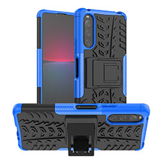 Coque Contour Silicone et Plastique Housse Etui Mat avec Support JX1 pour Sony Xperia 10 V Bleu