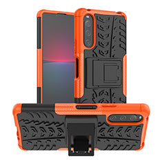 Coque Contour Silicone et Plastique Housse Etui Mat avec Support JX1 pour Sony Xperia 10 V Orange