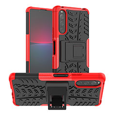 Coque Contour Silicone et Plastique Housse Etui Mat avec Support JX1 pour Sony Xperia 10 V Rouge