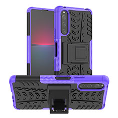 Coque Contour Silicone et Plastique Housse Etui Mat avec Support JX1 pour Sony Xperia 10 V Violet