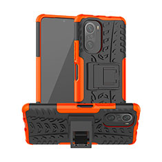 Coque Contour Silicone et Plastique Housse Etui Mat avec Support JX1 pour Xiaomi Mi 11X 5G Orange