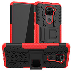 Coque Contour Silicone et Plastique Housse Etui Mat avec Support JX1 pour Xiaomi Redmi 10X 4G Rouge