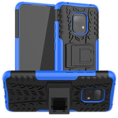 Coque Contour Silicone et Plastique Housse Etui Mat avec Support JX1 pour Xiaomi Redmi 10X 5G Bleu