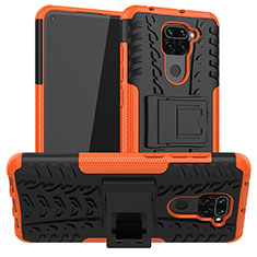 Coque Contour Silicone et Plastique Housse Etui Mat avec Support JX1 pour Xiaomi Redmi Note 9 Orange