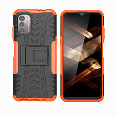 Coque Contour Silicone et Plastique Housse Etui Mat avec Support JX2 pour Nokia G11 Orange