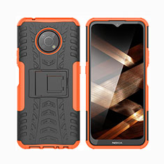 Coque Contour Silicone et Plastique Housse Etui Mat avec Support JX2 pour Nokia G300 5G Orange