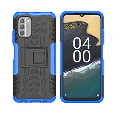 Coque Contour Silicone et Plastique Housse Etui Mat avec Support JX2 pour Nokia G400 5G Bleu