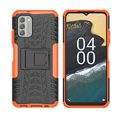 Coque Contour Silicone et Plastique Housse Etui Mat avec Support JX2 pour Nokia G400 5G Orange
