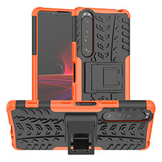 Coque Contour Silicone et Plastique Housse Etui Mat avec Support JX2 pour Sony Xperia 1 III Orange
