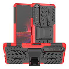 Coque Contour Silicone et Plastique Housse Etui Mat avec Support JX2 pour Sony Xperia 1 III Rouge