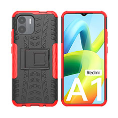 Coque Contour Silicone et Plastique Housse Etui Mat avec Support JX2 pour Xiaomi Redmi A2 Plus Rouge