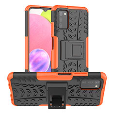 Coque Contour Silicone et Plastique Housse Etui Mat avec Support JX3 pour Samsung Galaxy A02s Orange