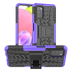 Coque Contour Silicone et Plastique Housse Etui Mat avec Support JX3 pour Samsung Galaxy A02s Violet