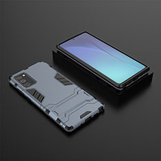 Coque Contour Silicone et Plastique Housse Etui Mat avec Support KC1 pour Samsung Galaxy Note 20 5G Bleu
