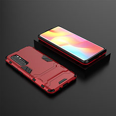 Coque Contour Silicone et Plastique Housse Etui Mat avec Support KC1 pour Xiaomi Mi Note 10 Lite Rouge