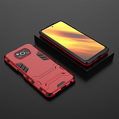 Coque Contour Silicone et Plastique Housse Etui Mat avec Support KC1 pour Xiaomi Poco X3 Pro Rouge