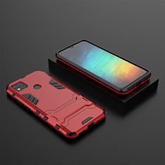Coque Contour Silicone et Plastique Housse Etui Mat avec Support KC1 pour Xiaomi Redmi 9 India Rouge