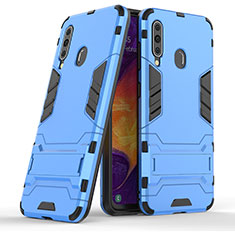 Coque Contour Silicone et Plastique Housse Etui Mat avec Support KC2 pour Samsung Galaxy A60 Bleu Ciel