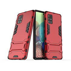 Coque Contour Silicone et Plastique Housse Etui Mat avec Support KC3 pour Samsung Galaxy A71 4G A715 Rouge
