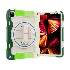 Coque Contour Silicone et Plastique Housse Etui Mat avec Support L03 pour Apple iPad Pro 11 (2020) Vert