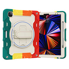 Coque Contour Silicone et Plastique Housse Etui Mat avec Support L03 pour Apple iPad Pro 12.9 (2020) Rouge