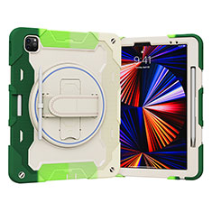 Coque Contour Silicone et Plastique Housse Etui Mat avec Support L03 pour Apple iPad Pro 12.9 (2022) Vert