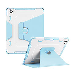Coque Contour Silicone et Plastique Housse Etui Mat avec Support L04 pour Apple iPad Pro 12.9 (2020) Bleu