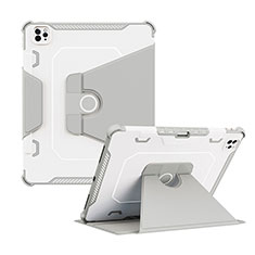 Coque Contour Silicone et Plastique Housse Etui Mat avec Support L04 pour Apple iPad Pro 12.9 (2020) Gris