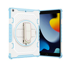 Coque Contour Silicone et Plastique Housse Etui Mat avec Support L06 pour Apple iPad 10.2 (2019) Bleu