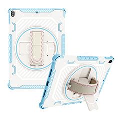 Coque Contour Silicone et Plastique Housse Etui Mat avec Support L06 pour Apple iPad Air 3 Bleu