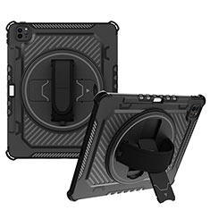 Coque Contour Silicone et Plastique Housse Etui Mat avec Support L06 pour Apple iPad Pro 12.9 (2021) Noir