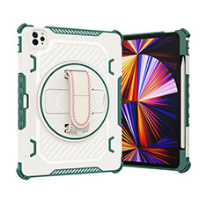 Coque Contour Silicone et Plastique Housse Etui Mat avec Support L07 pour Apple iPad Pro 11 (2020) Vert
